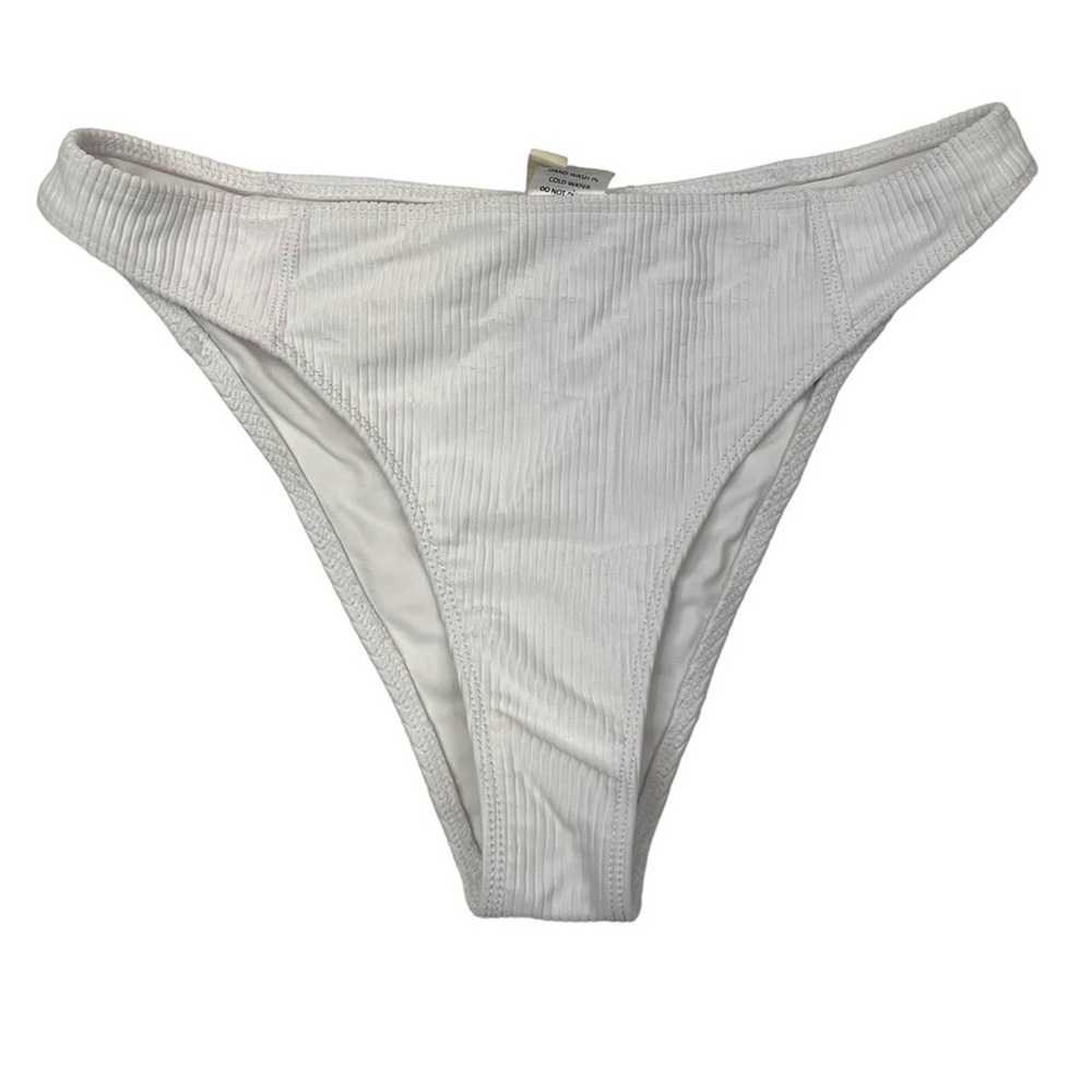 Lovewave ribbed high leg bikini bottoms white - Small